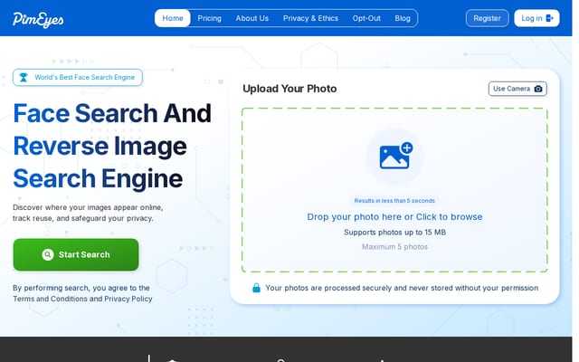Screenshot of pimeyes.com