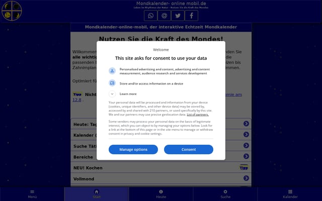 Screenshot of mondkalender-online.de