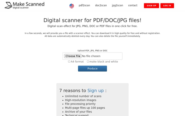 Screenshot of makescanned.com