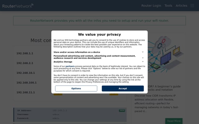 Screenshot of router-network.com