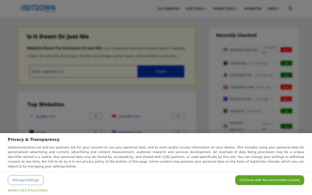 Screenshot of isitdownorjustme.net