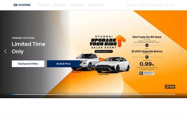 Screenshot of hyundaicanada.com
