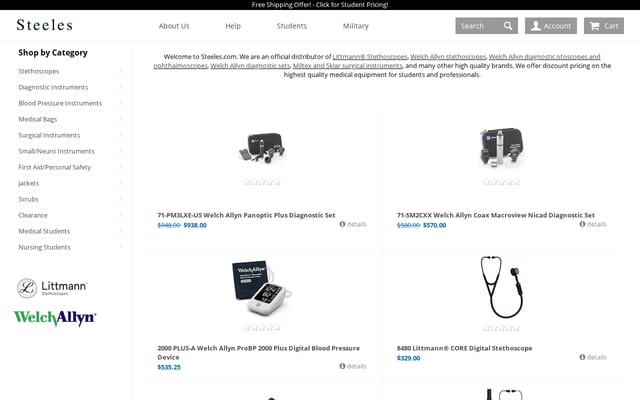 Screenshot of steeles.com