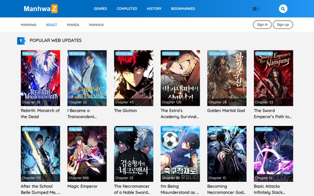Screenshot of manhwaz.com