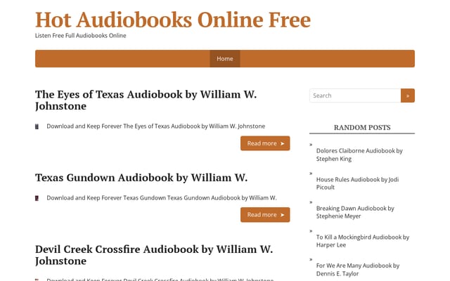 Screenshot of hotaudiobooks.com