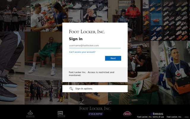 Screenshot of footlocker.sharepoint.com