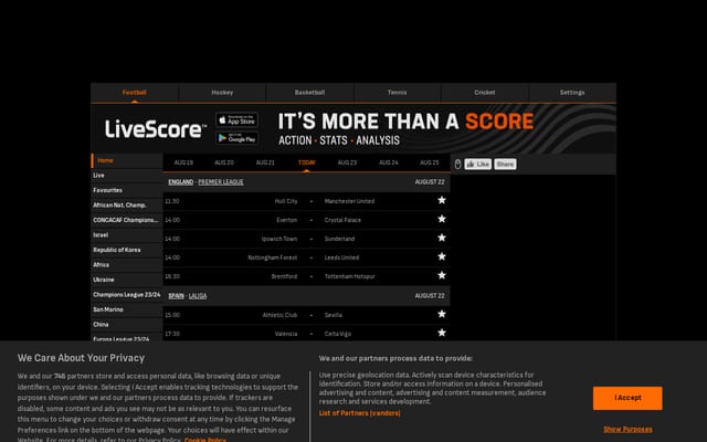 Screenshot of livescore.mobi