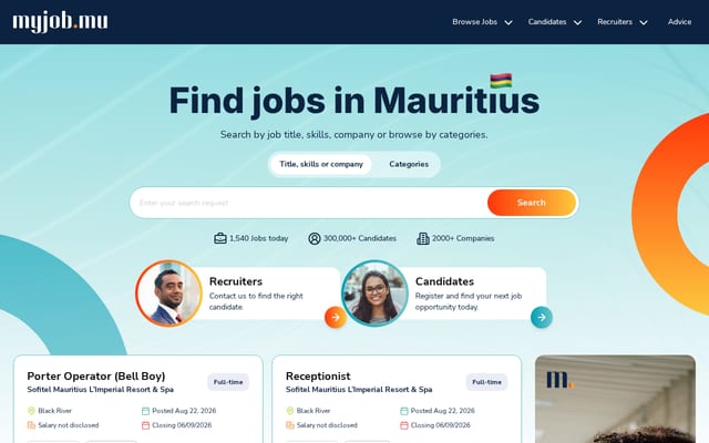 Screenshot of myjob.mu