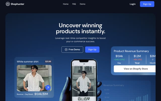 Screenshot of shophunter.io