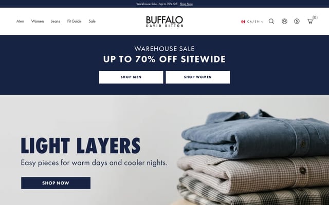 Screenshot of buffalojeans.ca
