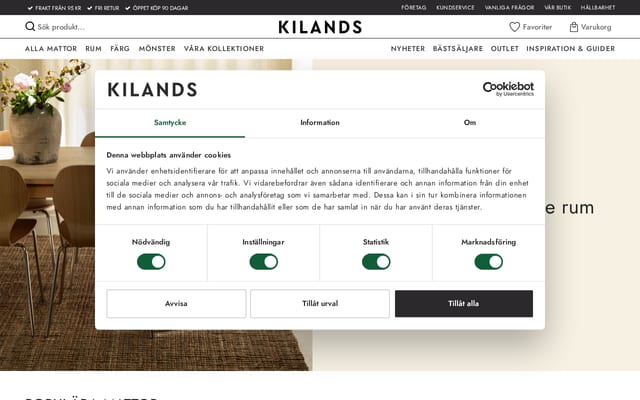 Screenshot of kilandsmattor.se