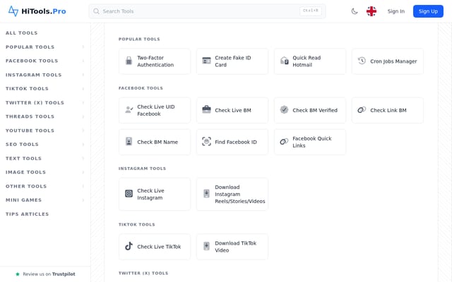Screenshot of hitools.pro