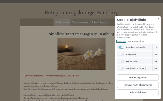 Screenshot of entspannungslounge-hamburg.com