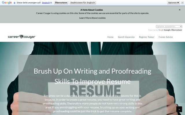 Screenshot of careercougar.com