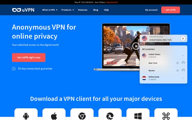 Screenshot of uvpn.me