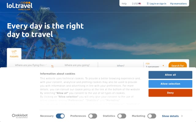 Screenshot of lol.travel