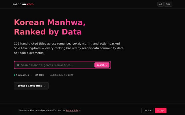 Screenshot of manwha.net