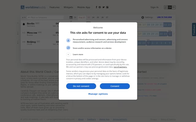 Screenshot of worldtimebuddy.com
