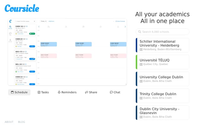 Screenshot of coursicle.com