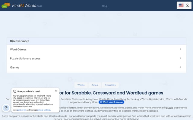 Screenshot of findallwords.com