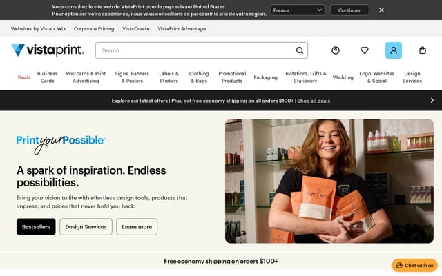 Screenshot of vistaprint.com