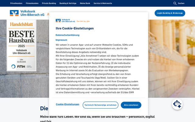 Screenshot of volksbank-ulm-biberach.de