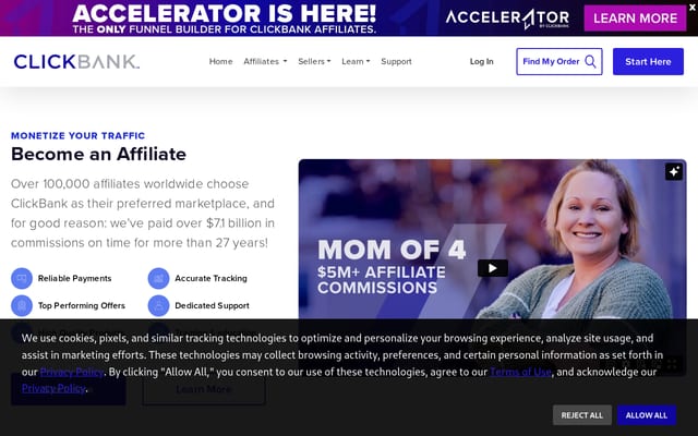 Screenshot of clickbank.com