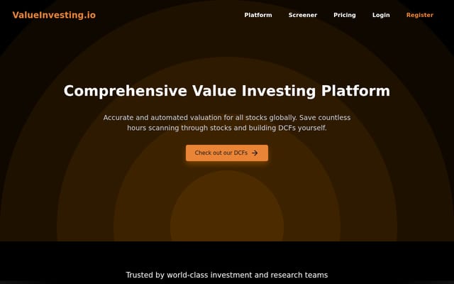 Screenshot of valueinvesting.io