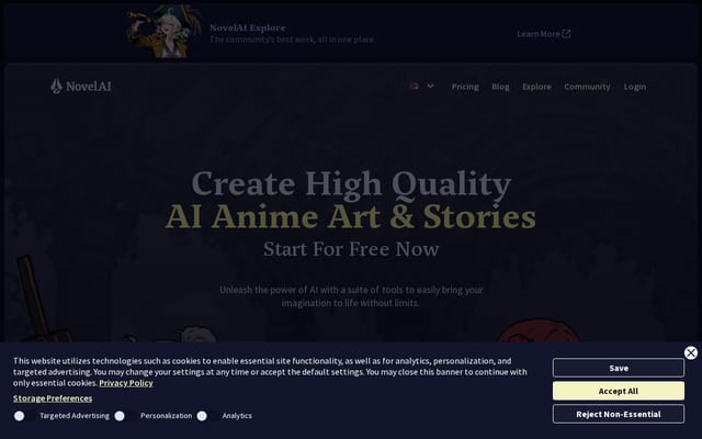 Screenshot of novelai.net