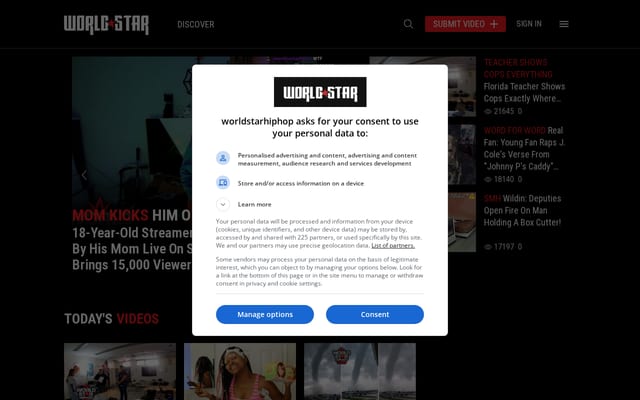 Screenshot of worldstarhiphop.com