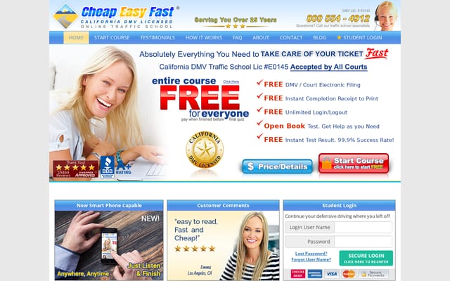 Screenshot of cheapeasyfasttrafficschool.com