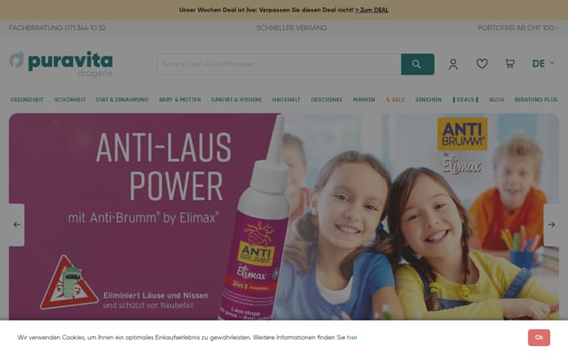 Screenshot of puravita.ch
