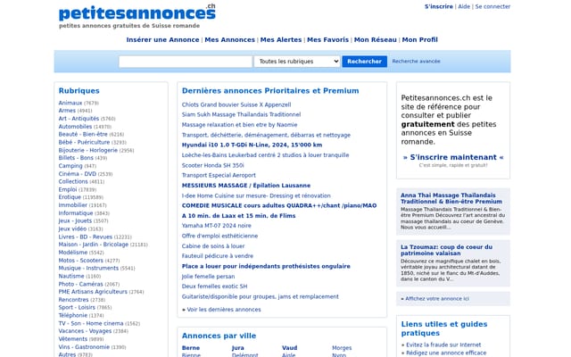 Screenshot of petitesannonces.ch