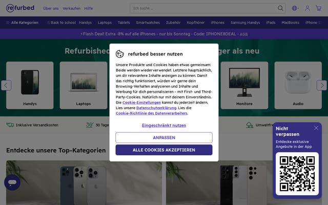 Screenshot of refurbed.at