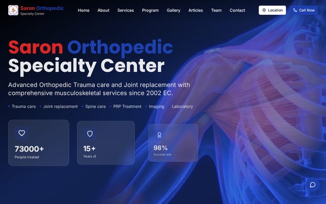 Screenshot of saronorthopediccenter.com