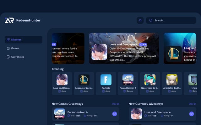 Screenshot of redeemhunter.online
