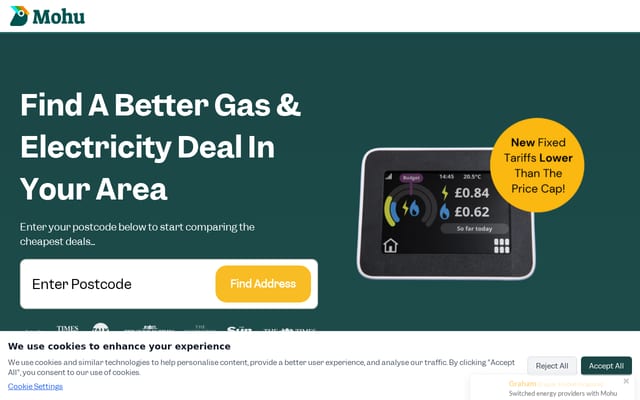Screenshot of mohu.co.uk