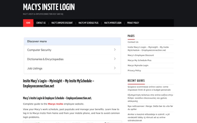 Screenshot of insiteemployeeconnection.net