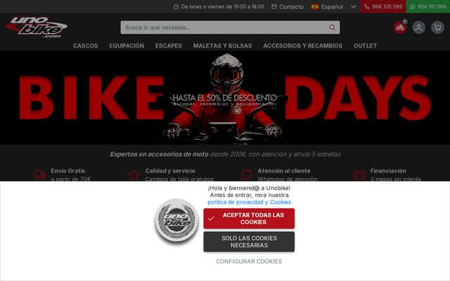 Screenshot of unobike.com