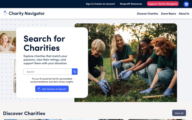 Screenshot of charitynavigator.org