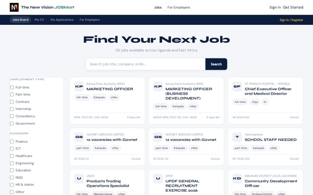 Screenshot of jobs.co.ug