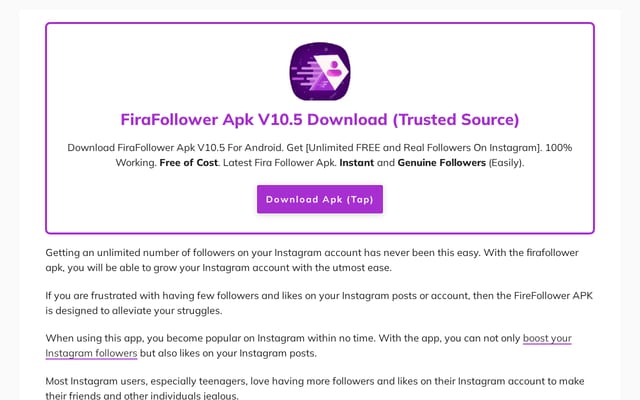 Screenshot of firafollower.com