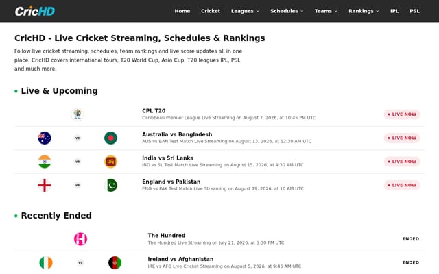 Screenshot of crichd.com