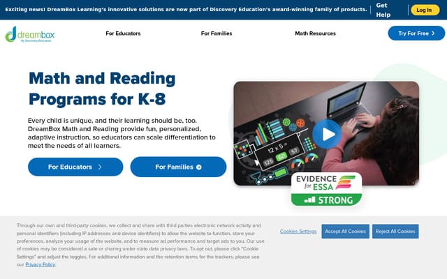 Screenshot of dreambox.com