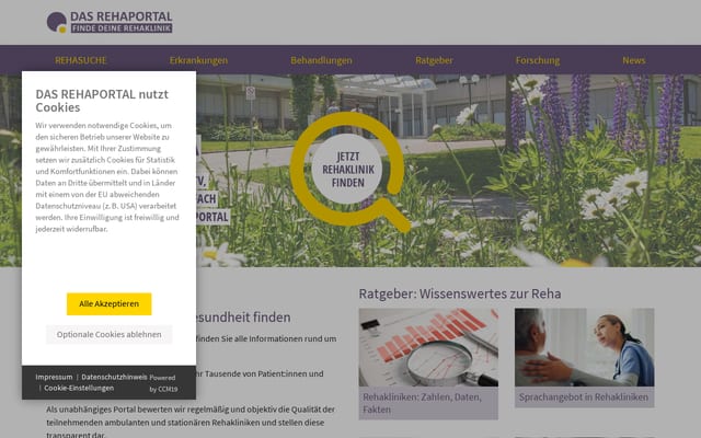 Screenshot of qualitaetskliniken.de