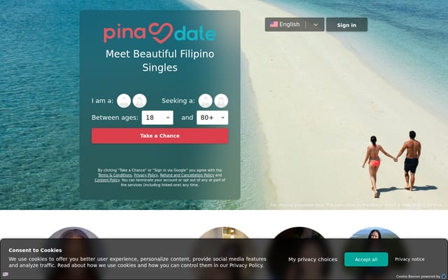 Screenshot of pinadate.com