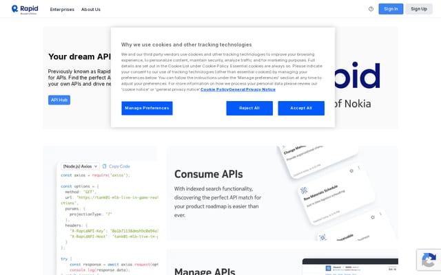 Screenshot of rapidapi.com