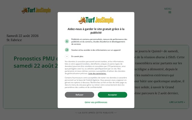 Screenshot of turfjeusimple.fr