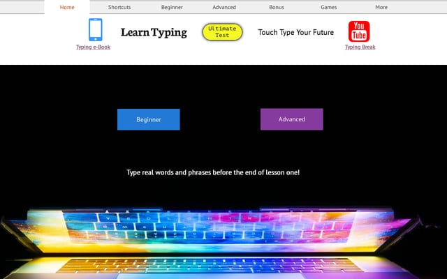 Screenshot of learntyping.org