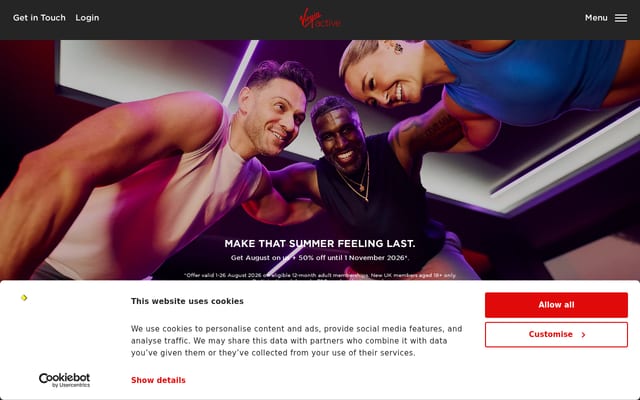 Screenshot of virginactive.co.uk